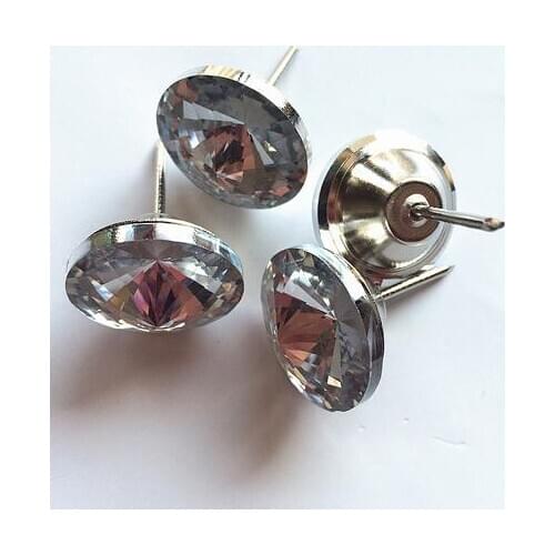 1000pcs/lot 25mm Glass buttons with nails Upholstery Nail Stud Sofa Bed Headboard Decor Pointy Top Satellite Prong Button