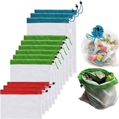 12pcs/15pcs Reusable Mesh Produce Bags Washable Eco Friendly Bags for Grocery Shopping Storage Toys Fruit Vegetable Storage Bag