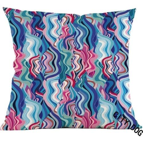 18'' geometry Decorative Pillows Case Kanagawa ukiyo-e style pillow Cushion Cover for sofa home decor