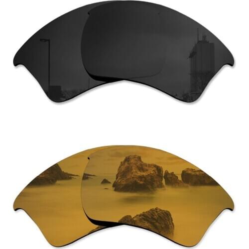 Glintbay 2 Pairs Polarized Sunglasses Replacement Lenses for Oakley Half Jacket 2.0 XL Stealth Black and Bronze Gold