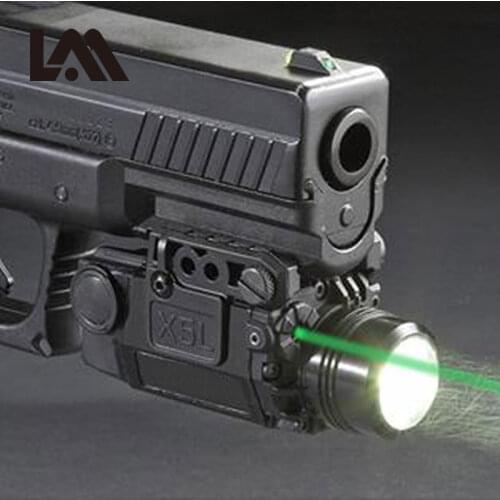 2in1 Tactical X5L LED Flashlight Combo Green Laser Sight Universal Pistol Gun Mira Laser Pistola For Airsoft Glock 17 19 Series