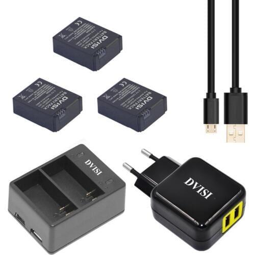 3pcs DVISI AHDBT-301 Rechargeable Battery with USB Dual Charger AHDBT-302 for Gopro Hero 3/3 Hero3 Hero3 Go Pro+EU/US AC Adapter