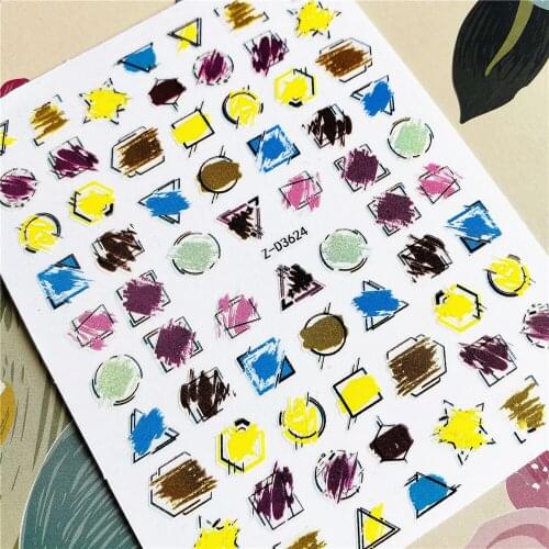 Z-D3624 Colorful shapes 3D Back glue Nail decal Nail sticker Nail decoration Nail art Nail tool Nail ornament