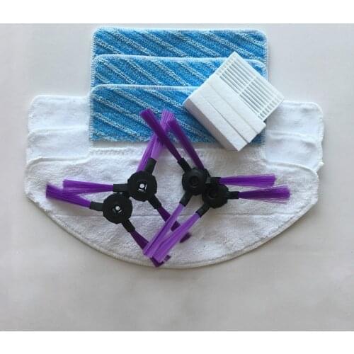 4x side brush + 4x Hepa filter + 3x mop cloth for Fmart E-550W(S) YZ-Q2S/Q1S/FM-R330/FM-R150/302G(s) robot vacuum cleaner parts