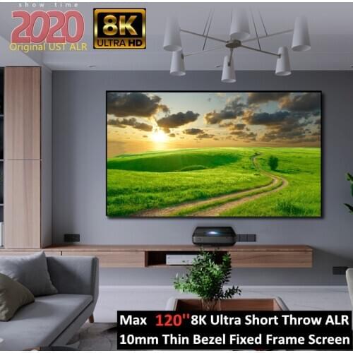 Edge Free Ambient Light Rejecting Fixed Frame Projection Screen Ceiling Light Rejecting screen for Ultra short throw projector