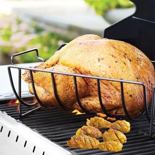 Non-Stick Rib Shelf BBQ Stand Barbecue Roast Rack Stainless Steel Grilling BBQ Chicken Beef Ribs Rack Grilling basket BBQ Tools