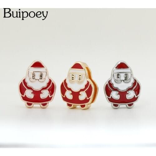 Buipoey New Christmas Red Santa Beaded Charm Fit 10mm Stainless Steel Mesh Bracelet Watch Belt Bangle Accessories Beads