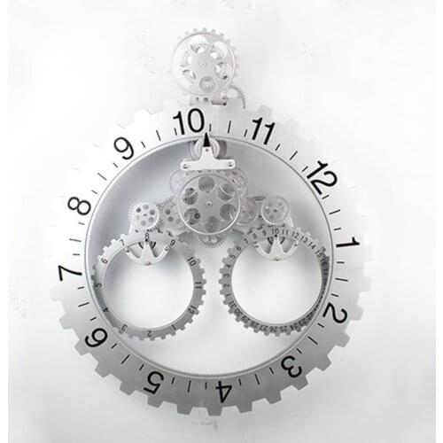 Wheel Hour Wall Clock Silver Triangle Gear Clock Vintage Wall Clocks