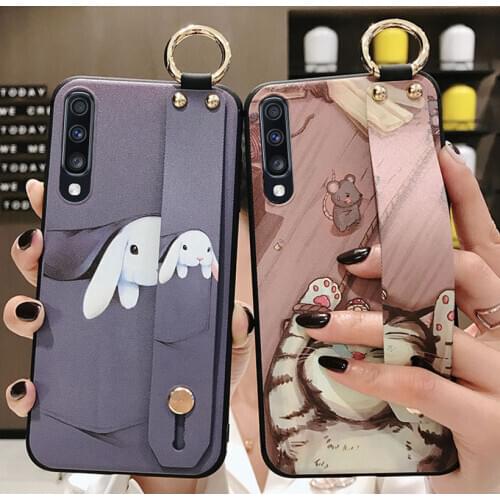P30 P40 Pro Case Cute Cartoon Rabbit Cat Wrist Strap TPU Phone Holder Case for Huawei P20 P30 P40 Lite Mate 30 20 Pro P Smart Z