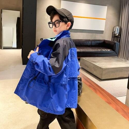 Autumn New Fashion Trend Casual Jacket Kids Boys Mid-length Trench Coat Children Spring Outerwear 5 6 7 8 9 10 11 12 13 14 15 Y