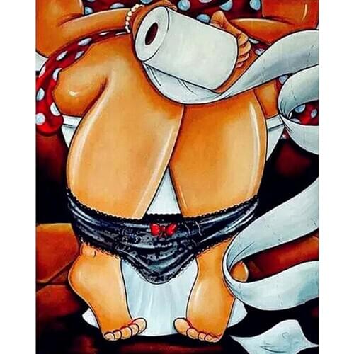 DIY Painting By Numbers Toilet Fat Ladies Kit Coloring By Numbers 40x50cm Wall Art Picture Acrylic Canvas Paintings Home Decor