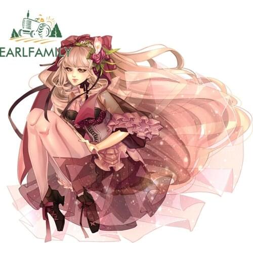 EARLFAMILY 13cm x 11.1cm For Anime Girl Refrigerator Funny Car Stickers Waterproof Occlusion Scratch Decal 3D Car Door Protector