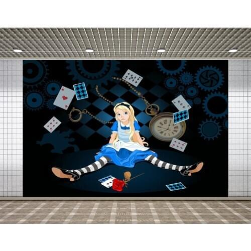 Lyavshi alice in wonderland party photo background custom children birthday photography backdrops studio photocall boda