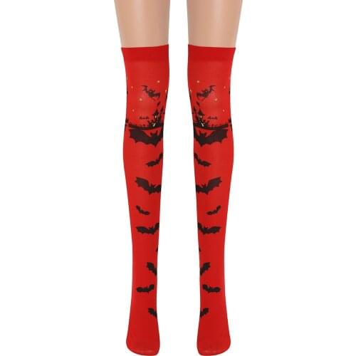 Hipster Thin Lady Contrast Color Slim Halloween Goth Street Long Socks Red Gothic Spider Crystle Women Stockings 2021