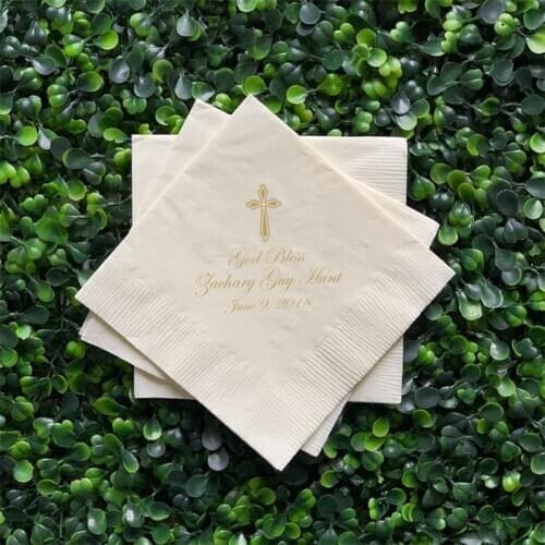 God Bless Personalized Christening / Custom Baptism Napkins Shower