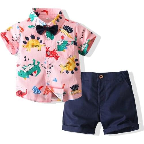 Toddler baby boy summer childrens clothes cartoon car Strap pants two piece set 1-6 years old summer gentleman suit