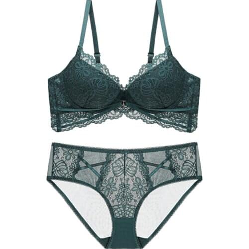Push up Bra and Panty Set Women Bras Underwear Lady thicken lace brassiere Lingeries Bra Sets Brief Set D cup ladies Lingerie