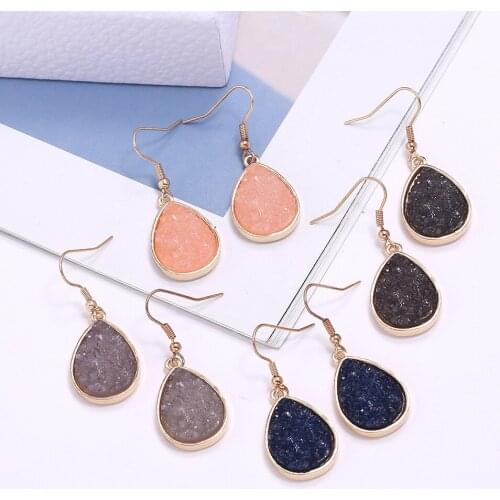Korean Earrings for Women Handmade Multicolored Resin Clusters Romantic Imitation Stone Drop Earrngs Fashion Jewelry