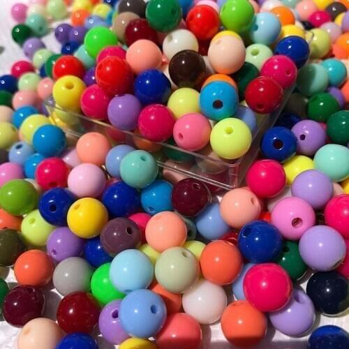 Round Acrylic Solid Beads Chunky Gumball Bubblegum Necklace Bracelet Jewelry Beads 6mm 8mm 10mm 12mm 14mm 16mm 18mm 20mm