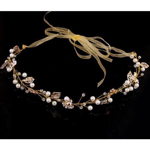 Summer Fashion Tiara Hairwear Pearl Crystal Flower Hair Jewelry Wedding Hair Accessories Head Chain Bridal Hairwear Romatic