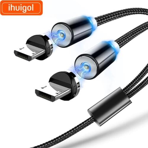 !ACCEZZ 2 in 1 Magnetic Charging Cable For iphone 12 11 XS MAX X Micro USB Type C For Samsung Huawei Xiaomi Phone Magnet Cables