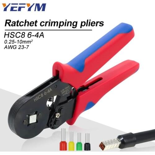 Terminal Crimping Tool Kit Electrical Crimper Plier HSC8 6-4A 0.25-10mm² 23-7AWG with Wire End Crimp tube Terminals Box