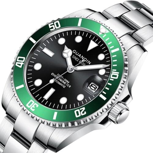 GUANQIN New 100M Waterproof Diver Watch Automatic Watch For Men Mechanical Wristwatches Japanese Movement Ceramics Bezel Relogio