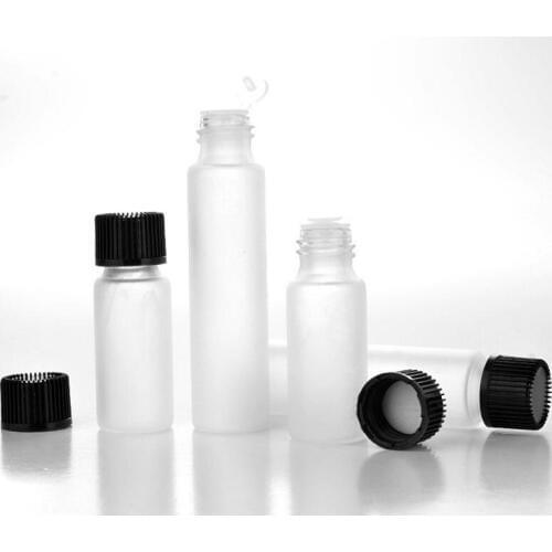 Wholesale 5ml 10ml Frosted Glass Essential Oil Bottle Orifice Reducer & cap Refillable Cosmetic Container