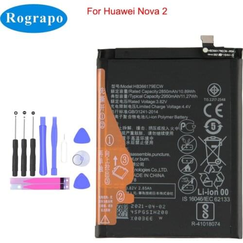 Original 2950mAh HB366179ECW Replacement Battery For HUAWEI Nova 2 CAZ-AL10 CAZ-TL00 Bateria Cell Mobile Phone Batteries