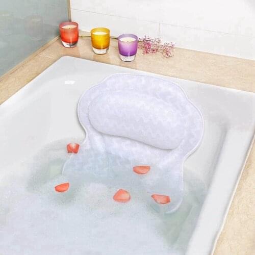 Pillow with Mesh for Neck and Back Support Home Bathroom Supplies Bath Pillow Ergonomic Bathtub Cushion for Neck Head Shoulder