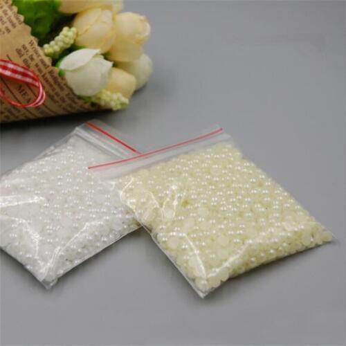 High Quality 4mm 1000pcs Half Round Imitation Pearl For Nail white Color Beige Color Beads Resin Flatback Round Pearls Nail Art