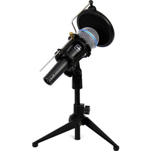 Professional Handheld Dynamic Vocal Wired Microphone Pop Filter Shock Mount Windscreen Mic Stand For Beta58A Karaoke Studio PC