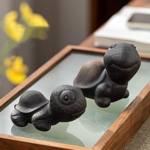 Purple Clay Toad Tea Pet Creative Tea Table Animal Statue Small Turtle Ornament Handmade Handicrafts Tea Set Home Decoration