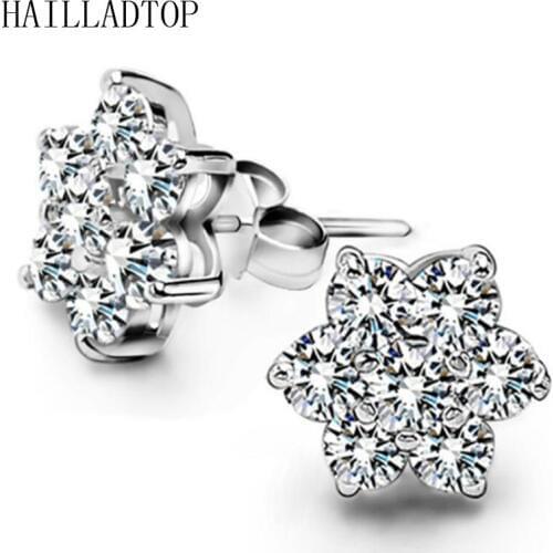 Christmas Gift Snowflake Stud Earrings Rhinestone Earrings Woman Romantic Jewelry Crystal Flash High-end Earrings Silver Plated