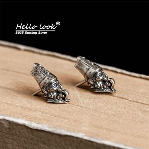 HelloLook 925 Sterling Silver Gothic Creative Black And White Impermanence Skull Earrings Vintage Earring Jewelry