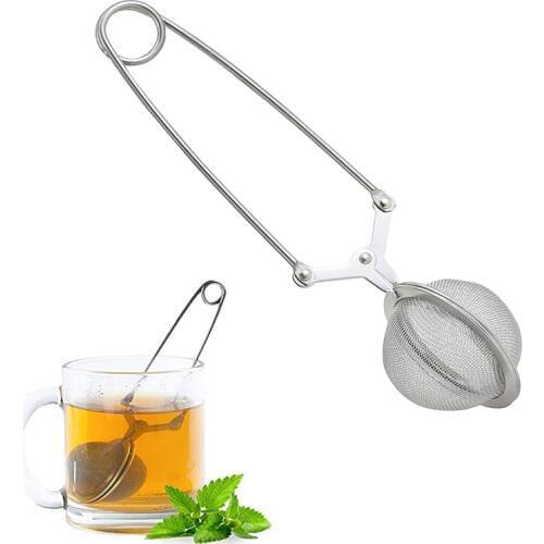 Mesh Snap Ball Tea Infuser Herbal Spice Tea Infusers Filters Diffuser Scented Tea Strainer Stainless Steel Spring-action Handle