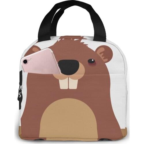 Groundhog Den Groundhog Day Cooler Bag Portable Zipper Thermal Lunch Bag Convenient Lunch Box Tote Food Bag