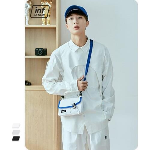 INFLATION Men Fashion Chest Bags White Colors Male Shoulder Bags Outdoor Light Phone Bag Male Crossbody Bag 401AI2020