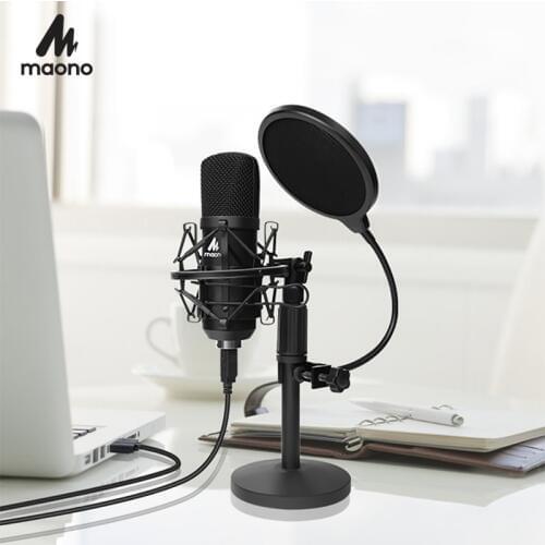 USB Microphone Kit 192KHZ/24BIT MAONO AU-A04T PC Condenser Podcast Streaming Mic Plug&Play microfono for Computer YouTube Gaming