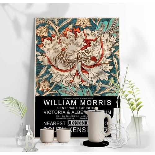 William Morris Victoria And Albert Museum Centenary Exhibition Poster, Morris Nordic Art Print, Vintage Plant Pattern Home Decor