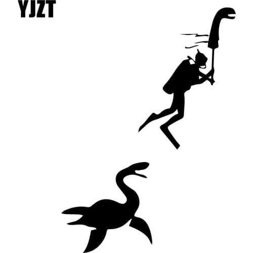 YJZT 12CM*16.8CM Loch Ness Monster Diver Decorative Pattern Car Sticker Vinyl Decal Body Of Car Accessories Black/Silve C31-0395