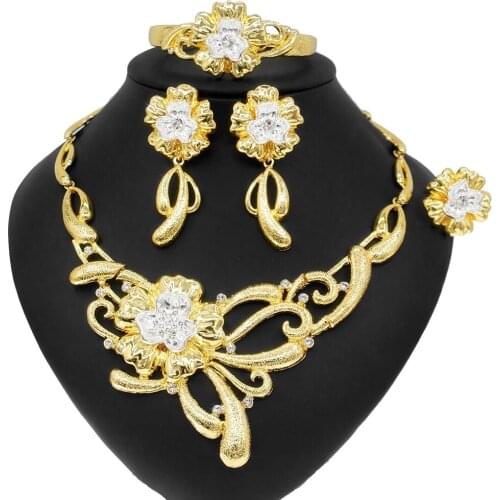 Yulaili Spring Hot Sale Romantic and Textured Convex Flower Shape Jewelry Set Fashion Woman Girl Wedding Party Jewelry Sets