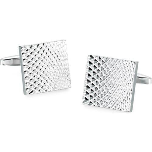 DY new high quality fashion men French shirt Cufflinks Senior artisan Hand Carved Silvery square pattern Cufflinks