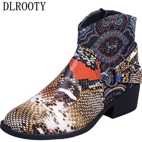 Women Ankle Boots Shoes Autumn Fashion Thick Heel Dress Zipper Ladies Party Mixed Colors Female Pumps Casual Plus Size 35-43