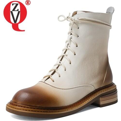 ZVQ Women Leisure winter New Style Flat bottom short boots Concise Comfortable Round Toe office lady Solid color frenulum