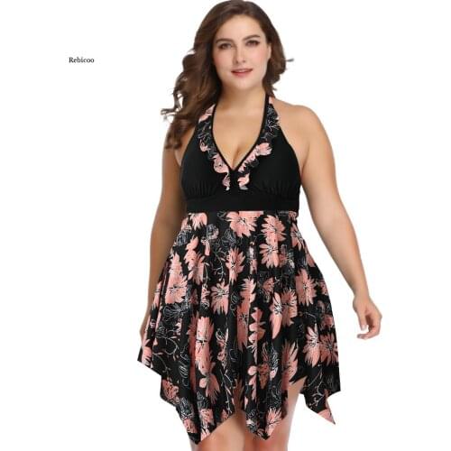 Sexy Women Swimsuit Print Irregular Push Up Bikini Swimwear Female Halter Two Piece Swimsuit Beach Bathing Suit Plus Size 6Xl