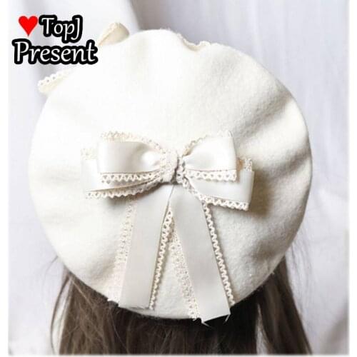 Winter cute beret Women new British fashion retro bow painter hat Girl female Beanies Wholesale 2020