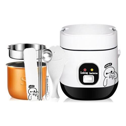 1.2L Mini Rice Cooker 2 Layers Steamer Multifunction Cooking Pot Electric Insulation Heating Cooker Food Container Lunch Box