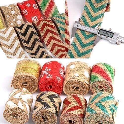 1M 60mm Jute Burlap Rolls Hessian Ribbon Trim Fabric Sewing Printing Ribbon Vintage Wedding Decor Ornament Party DIY Supplies