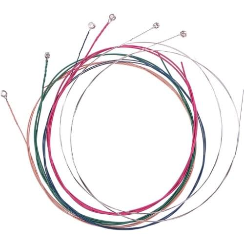 1 Set 6Pcs Rainbow Colorful Color Strings for Acoustic Guitar Ukulele Instrument